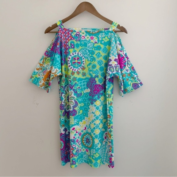 Jude Connally Cold Shoulder Shift Dress XS Jude Cloth Mixed Print - Picture 1 of 6